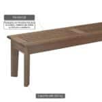 Banco Em Madeira Maciça 3 Lugares 140cm Churrasqueira Primavera Castanho - Imagem 2