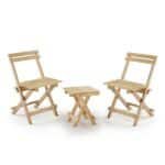 Conjunto Mesinha Dobrável E 2 Cadeiras Bege