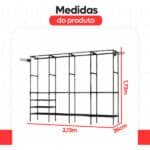 Arara Cabideiro Com Sapateira E 10 Prateleiras 4 Colunas Armário Organizador Quádruplo Para Closet E Quarto De Casal - Imagem 2