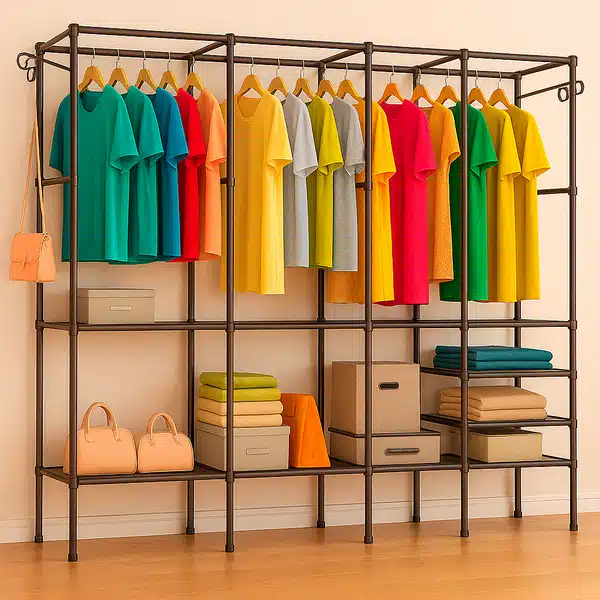 Arara Cabideiro Com Sapateira E 10 Prateleiras 4 Colunas Armário Organizador Quádruplo Para Closet E Quarto De Casal Arara Cabideiro Com Sapateira E 10 Prateleiras 4 Colunas Armário Organizador Quádruplo Para Closet E Quarto De Casal - Imagem 1