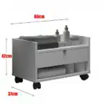 Armário Para Banheiro Prisma Com Uma Gaveta Nicho E Rodízios - Jm3 Off White - Imagem 2