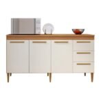 Balcão Atenas 3 Portas E 3 Gavetas Natureoff White