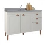 Balcão De Cozinha Para Pia Viena 3 Portas 2 Gavetas Off White Fosco - Atualle Móveis
