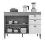 Balcão De Cozinha Para Pia Viena 3 Portas 2 Gavetas Off White Fosco - Atualle Móveis - Imagem 2