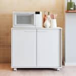 Balcão Em Mdp Com 2 Portas 2 Prateleiras E 4 Pés Com Rodízios Brv Móveis - Imagem 4