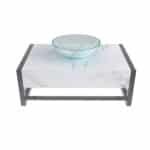 Bancada de Banheiro em Cerâmica com 1 Cuba de Apoio 25,9x44,7x71,2cm Pequena Branca Cris Metal