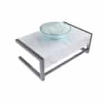 Bancada de Banheiro em Cerâmica com 1 Cuba de Apoio 25,9x44,7x71,2cm Pequena Branca Cris Metal - Imagem 2