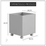 Baú Organizador De Brinquedos Mdf Com Rodízios Plancasa Cinza Cristal Tx - Imagem 3