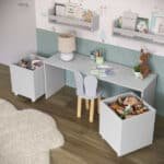 Baú Organizador De Brinquedos Mdf Com Rodízios Plancasa Cinza Cristal Tx - Imagem 4