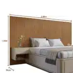 Cabeceira Madeira Ripado Quarto Cama Box Casal Queen Nicho com Mesa de Cabeceira Florença Casa D - CedroLinho - Imagem 3