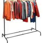 Cabideiro Arara De Alumínio Para Roupas e sapateiro com Suporte Laterais