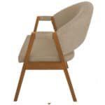 Cadeira De Jantar Hellen Base Madeira Cerejeira Linho Bege - Imagem 3