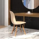 Cadeira P Penteadeira Moderna Charles Eames Eiffel Pés Madeira - Imagem 2