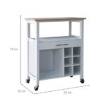 Carrinho Auxiliar Para Cozinha Louis 1 Gvt Branco E Natural - Imagem 2