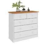 Cômoda Madeira Maciça 5 Gavetas Rondo - Branco Madeirado