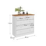 Cômoda Madeira Maciça 5 Gavetas Rondo - Branco Madeirado - Imagem 3