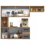 Cozinha Compacta Juliete 7 Portas 2 Gavetas Carvalho Rústico/chumbo - Nicioli - Imagem 2