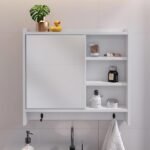 Espelheira Genova Armário Suspenso Gancho Prateleira Organizadora Armarinho Banheiro Branco - Lojas Rpm