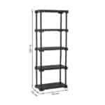 Estante de Plástico Polipropileno com 5 Prateleiras Preta Poly 167x70x35cm 125kg Grifit - Imagem 3