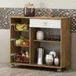 Fruteira Isis Com Rodinhas 2 Portas 1 Gav. Castanho/branco - Imagem 3