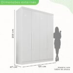 Guarda-roupa Casal 4 Portas 2 Gavetas França - Imagem 3