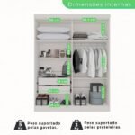 Guarda-roupa Casal 4 Portas 2 Gavetas França - Imagem 2