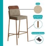 Kit 2 Banquetas Altas Duo Carraro Areia E Rosê - Imagem 3