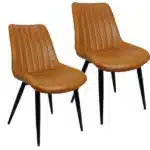 Kit 2 Cadeiras Chicago Poltrona Estofada Tainá Pu Vintage Retro Pés Preto - Caramelo