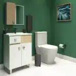 Kit Gabinete para Banheiro com Cuba e Espelho 56cm Branco e Carvalho Pop Sensea - Imagem 4