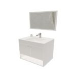Kit Gabinete para Banheiro com Cuba e Espelho 62,5cm Branco Sirius Cerocha
