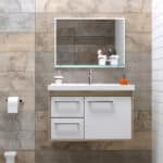 Kit Gabinete para Banheiro com Cuba e Espelho 63cm Berlin e Branco Procion Cerocha - Imagem 3