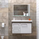 Kit Gabinete para Banheiro com Cuba e Espelho 63cm Munique e Branco Procion Cerocha - Imagem 3