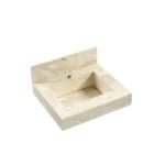 Lavatório Em Porcelanato Para Banheiro 50cm Top Com Cuba Esculpida Blu Travertino