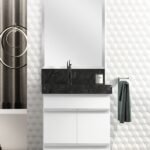 Lavatório Em Porcelanato Para Banheiro Slim 60cm Com Cuba Esculpida Black - Imagem 3