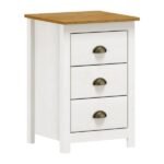 Mesa Cabeceira Em Madeira 3 Gavetas Linha Topázio - Brancocarvalho