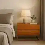 Mesa De Cabeceira Retrô Alto Padrão Com 2 Gavetas Base Cobre Naturale - Imagem 3