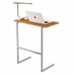 Mesa Suporte Home Office Bancada para Computador Notebook com Pés de Ferro Thor - Nature/Cinza