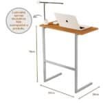 Mesa Suporte Home Office Bancada para Computador Notebook com Pés de Ferro Thor - Nature/Cinza - Imagem 3