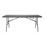 Mesa de Jardim Dobrável 6 Lugares Retangular 74x74x180cm Aço Preto Recife Plicosa - Imagem 4