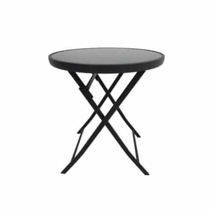 Mesa de Jardim Dobravél Redondo 2 Lugares Aço Pintado 70x60x60cm Cinza Escuro Interlagos Importado