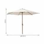 Ombrelone Central 2,31x2,60x2,60m em Aço Taupe Polar Hexagonal Naterial - Imagem 7