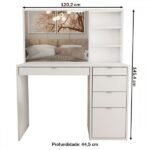 Penteadeira Maria 5 Gavetas 2 Prateleiras Branco - Panorama Móveis - Imagem 3