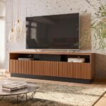 Rack Para Tv Até 75 Polegadas Temaru Ripado 3 Porta Freijópreto Fosco - Pnr Móveis - Imagem 2