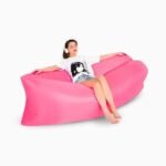 Sofá Inflável De Ar Portátil Puff Impermeável Praia Rosa