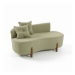 Sofá Orgânico 2 Lugares C/2 Almofadas Curvo Sala Recepção Luna Boucle Verde - Montanaris Decor