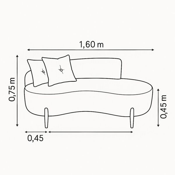 Sofá Orgânico 2 Lugares C/2 Almofadas Curvo Sala Recepção Luna Boucle Verde - Montanaris Decor - Imagem 2