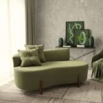 Sofá Orgânico 2 Lugares C/2 Almofadas Curvo Sala Recepção Luna Boucle Verde - Montanaris Decor - Imagem 3